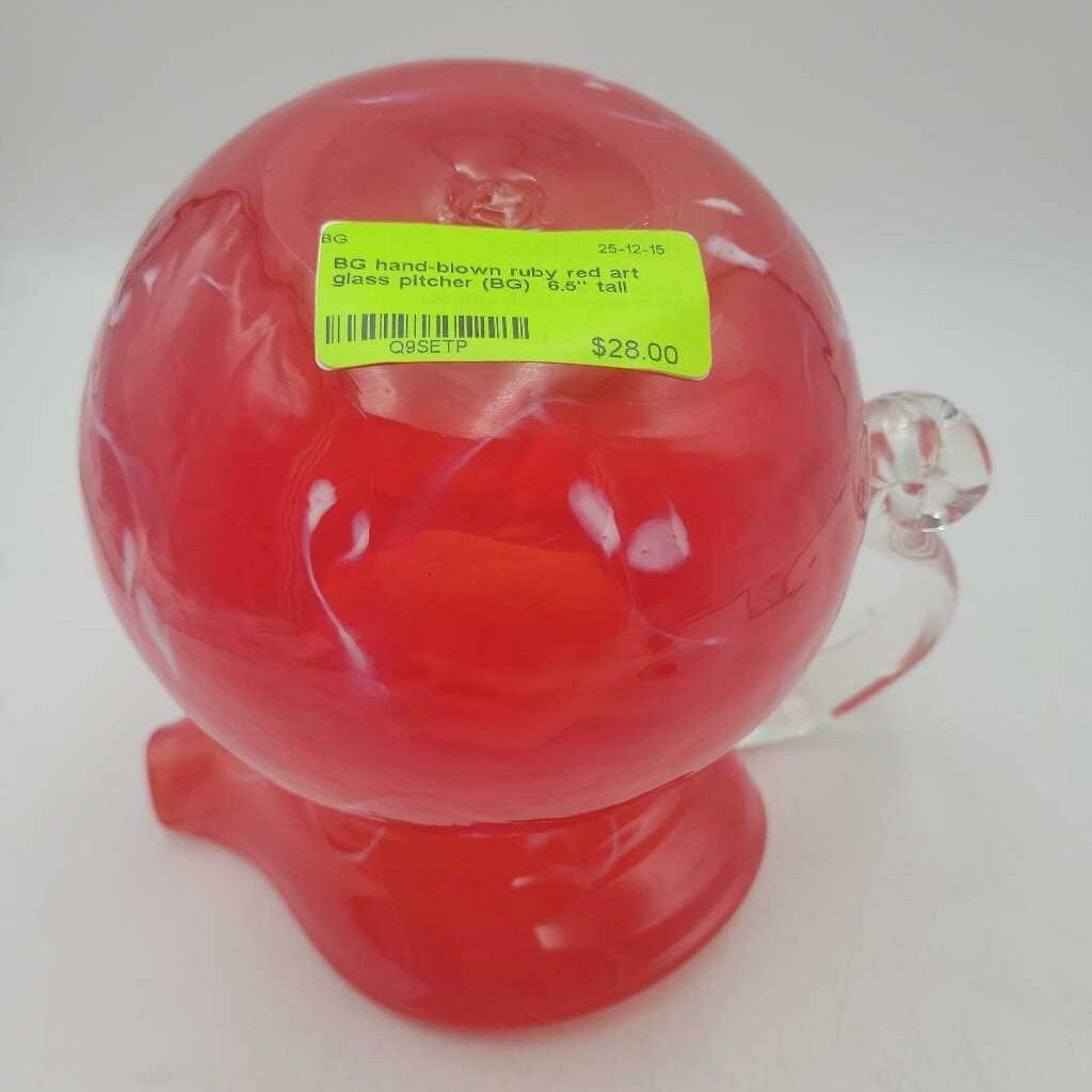 hand-blown ruby red art glass pitcher (BG)