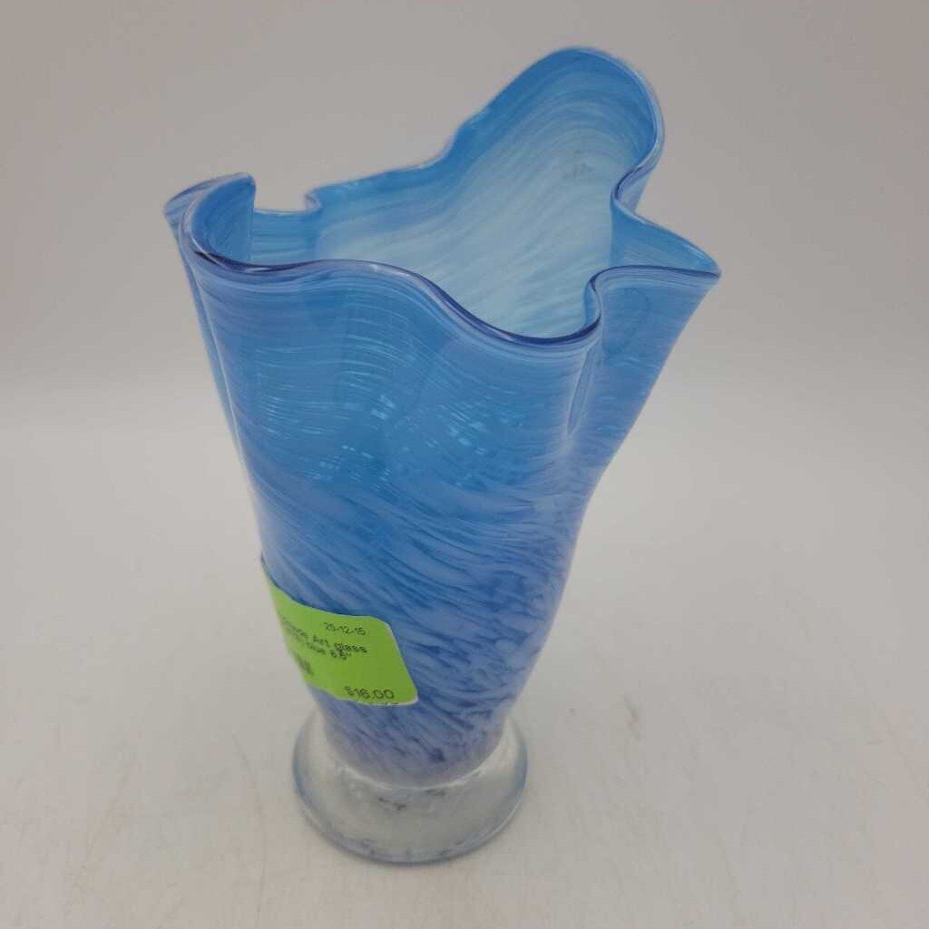 Blue handmade Art glass vase (COL #2478)