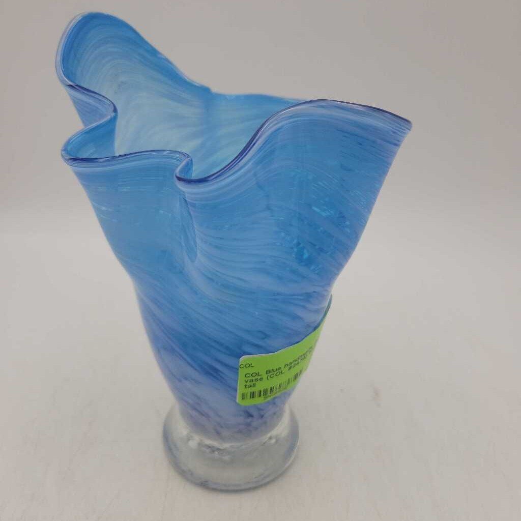 Blue handmade Art glass vase (COL #2478)