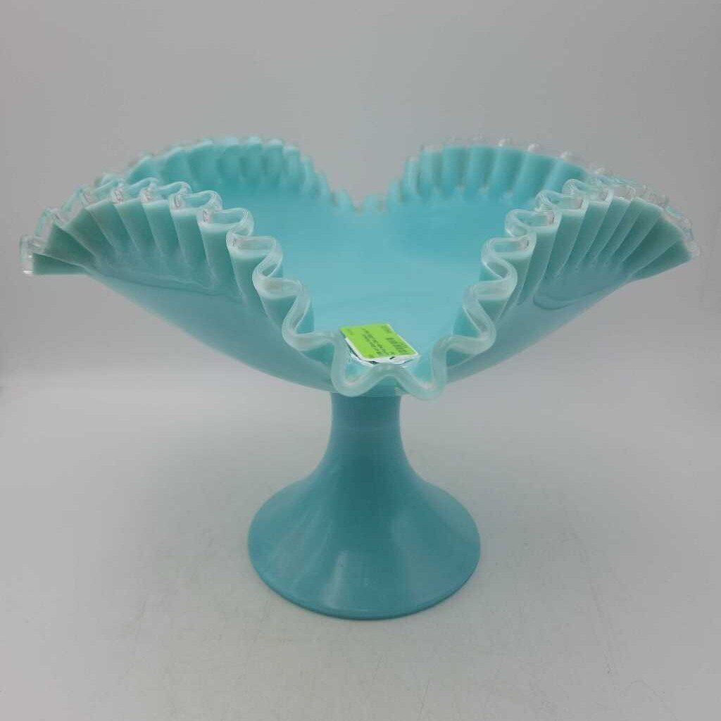 Art Glass Pedestal ruffled edge Dish (DEB)