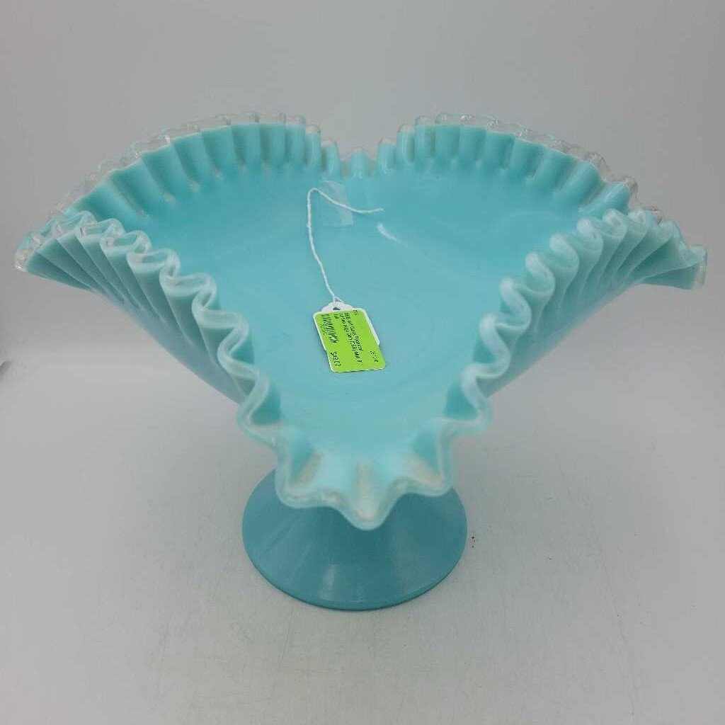Art Glass Pedestal ruffled edge Dish (DEB)