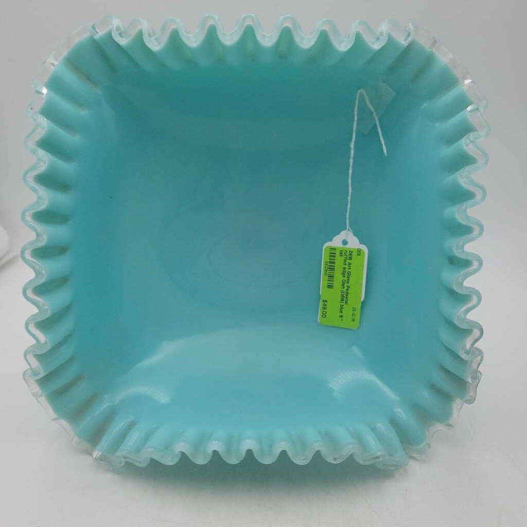 Art Glass Pedestal ruffled edge Dish (DEB)