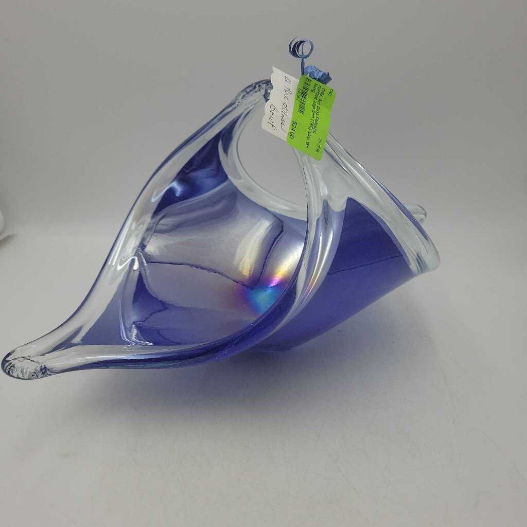 Art Glass Pedestal ruffled edge Dish (TRE)