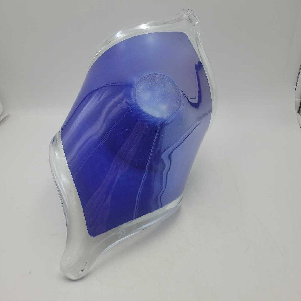 Art Glass Pedestal ruffled edge Dish (TRE)