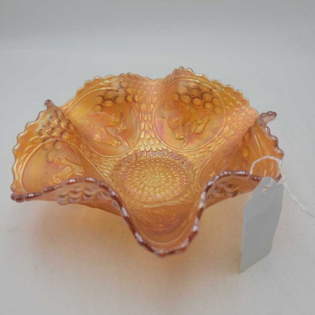 Ruffled edge Horse head Carnival Glass Bowl (DEB)