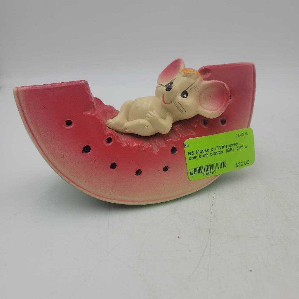 Mouse on Watermelon coin bank plastic (BS)