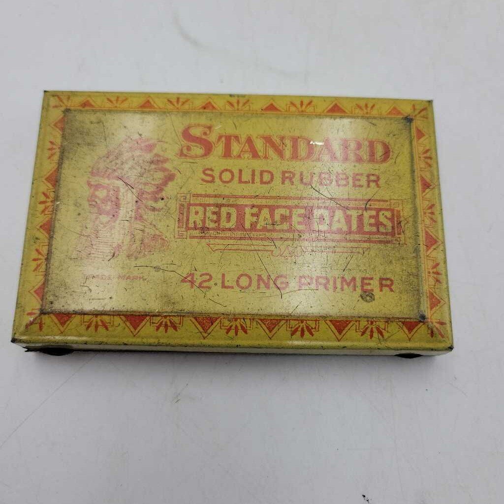 Standard Solid Rubber Red Face Dates indian chief tin (JAS)
