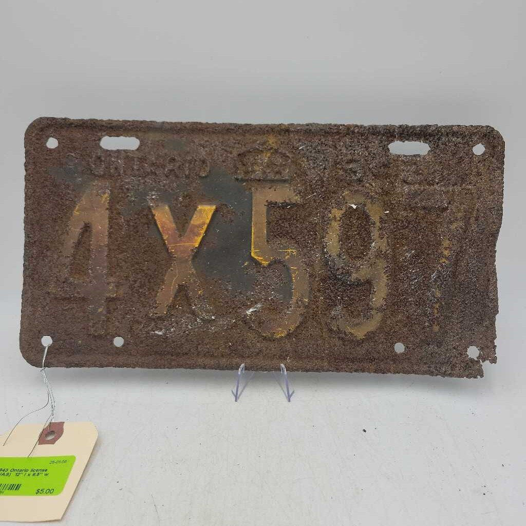 1943 Ontario license Plate (JAS)