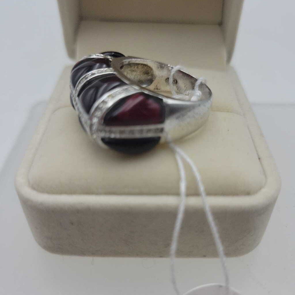 Sterling Red Glass Statement Ring - 13661 (VT)