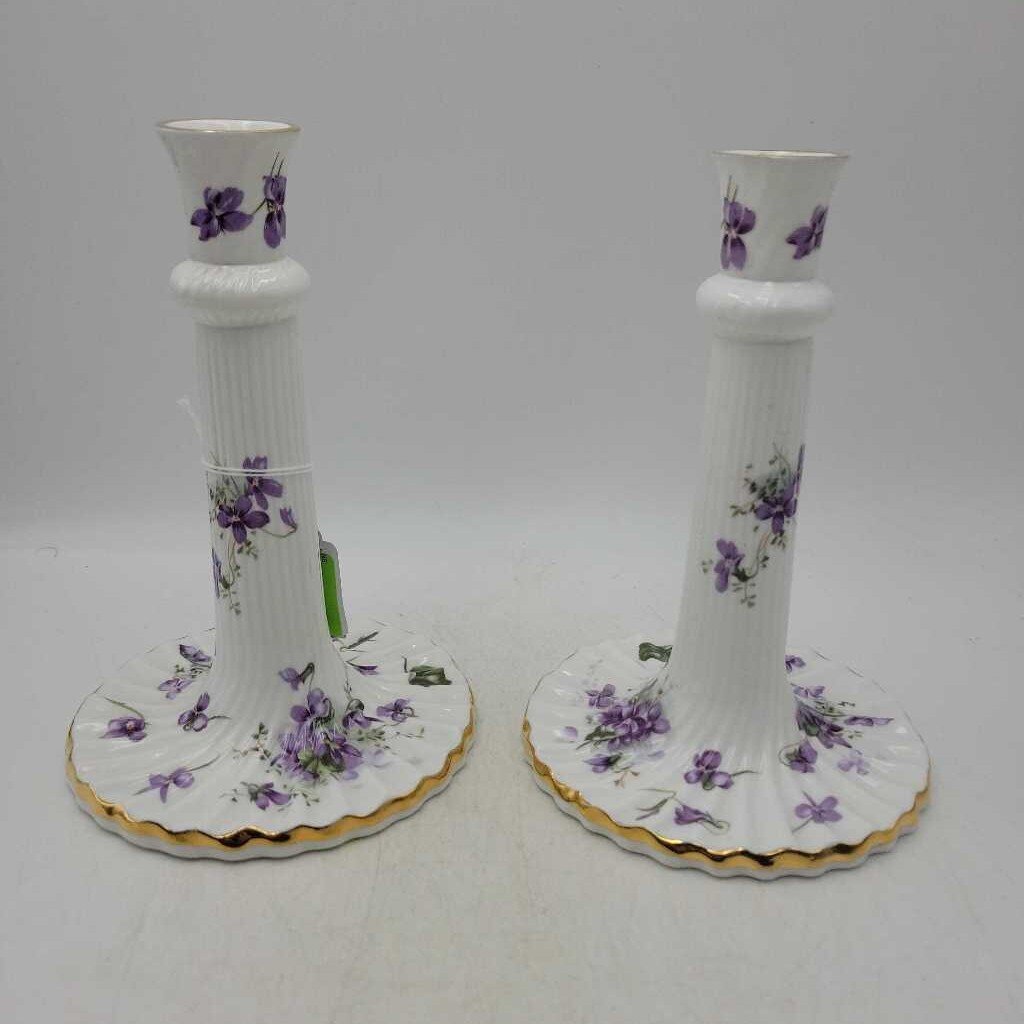 Pr. Of Hammersley Violet Candlesticks 8"H (NS) #264
