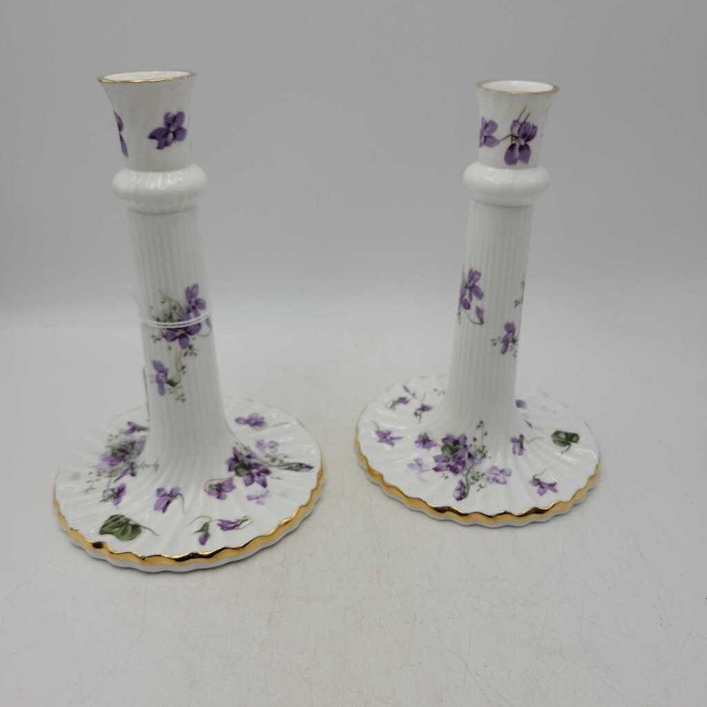 Pr. Of Hammersley Violet Candlesticks 8"H (NS) #264