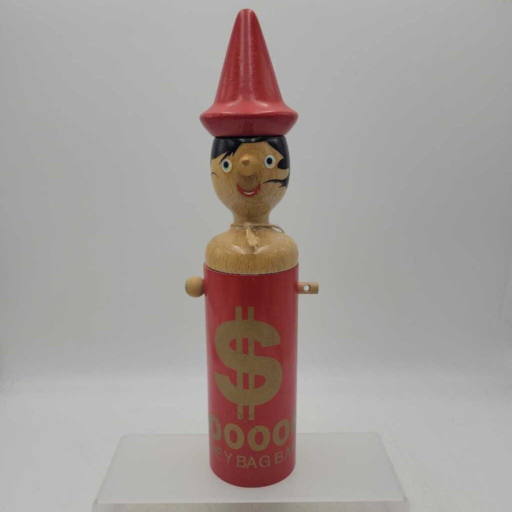 Vintage Italian Wooden Pinocchio Coin Bank (SAL)