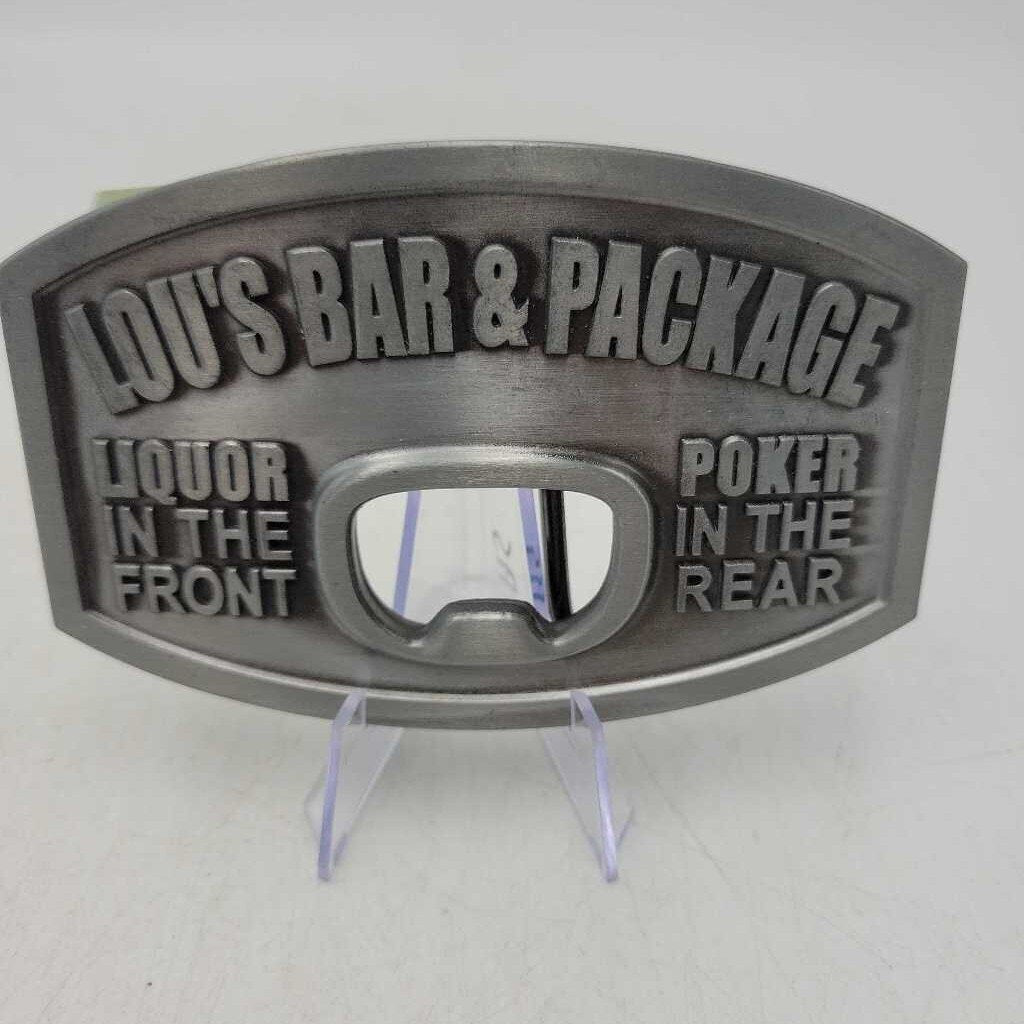 Vintage Belt Buckle Lou's Bar & Package (JAS)