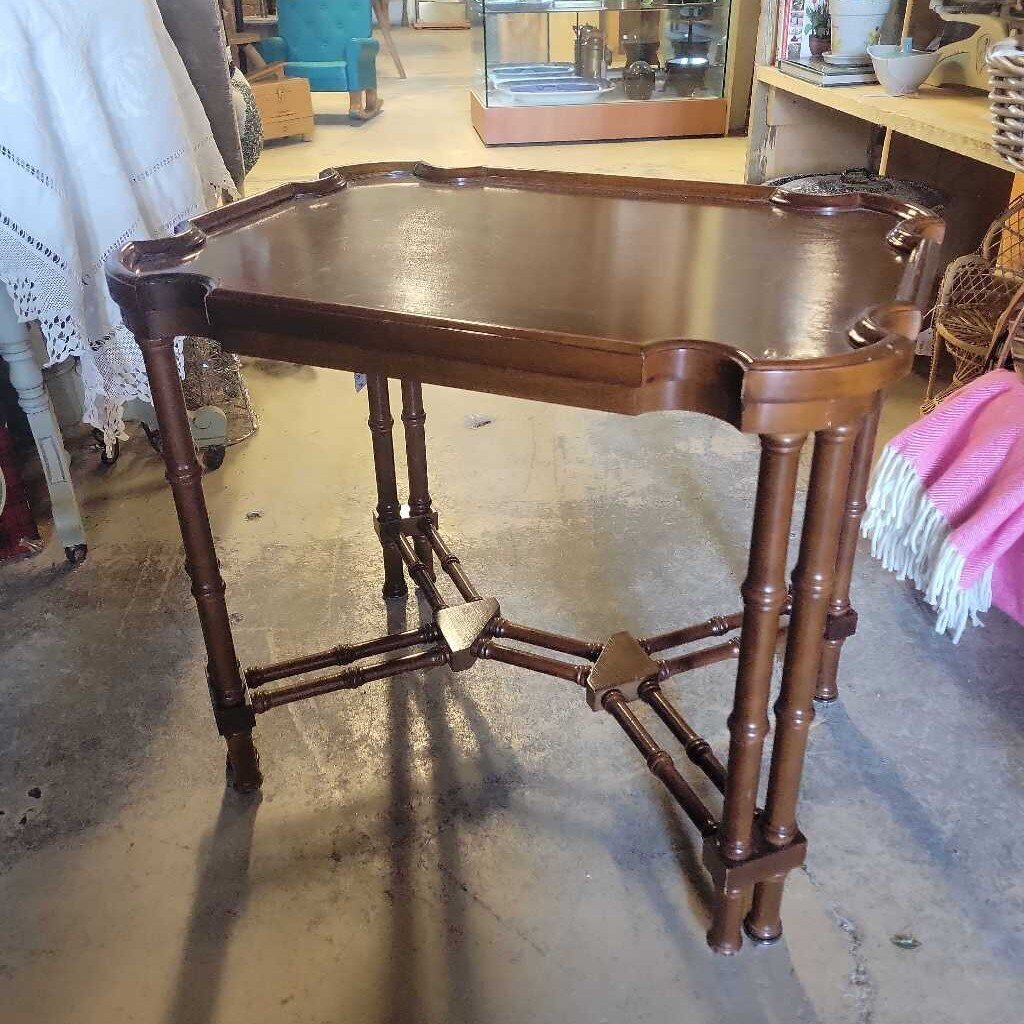 Faux Bamboo Side Table with Walnut Finish #3040 (MCC)