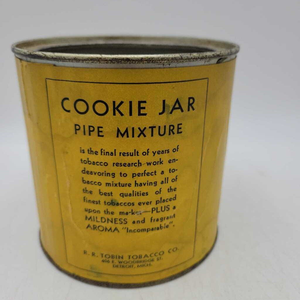 Cookie Jar pipe mixture round Tobacco tin 1920's rare (NS)
