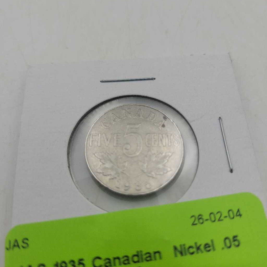 1935 Canadian Nickel .05 Cents (JAS)
