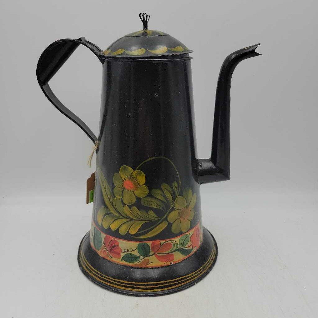 Tole Painted Coffee Pot 19th C (OH)