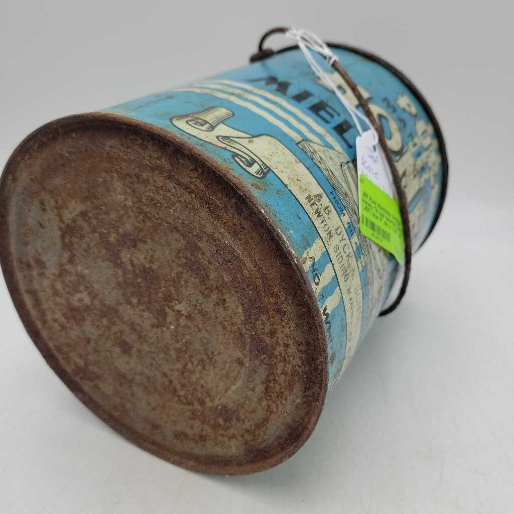 Pure Manitoba Antique Honey Tin pail Newton Siding (JEF)