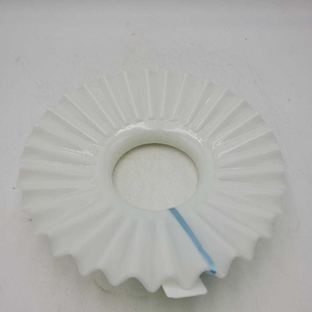 Antique Milk Glass ruffled Oil lamp Shade 3" inside dia (TRE)