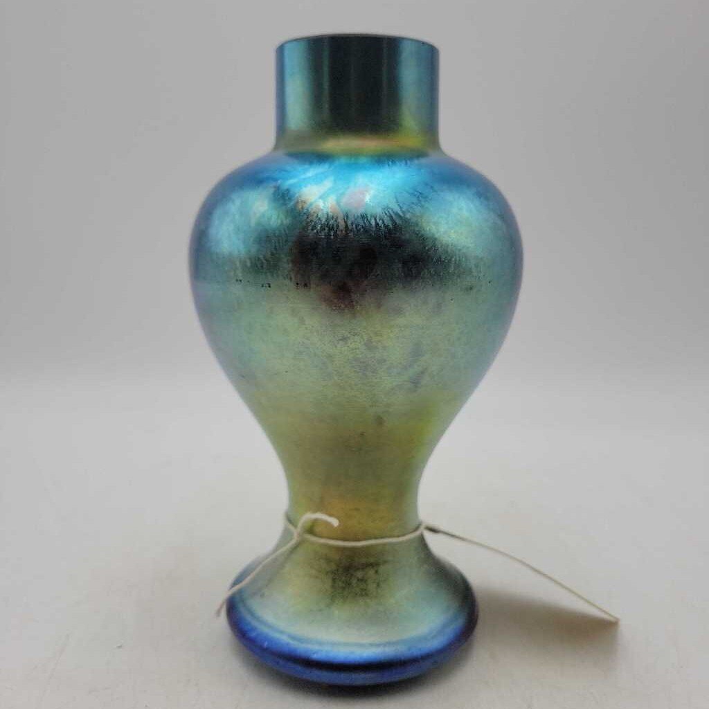 Iridescent Blue Fenton Vase Lamp base ?(YVO) (602)