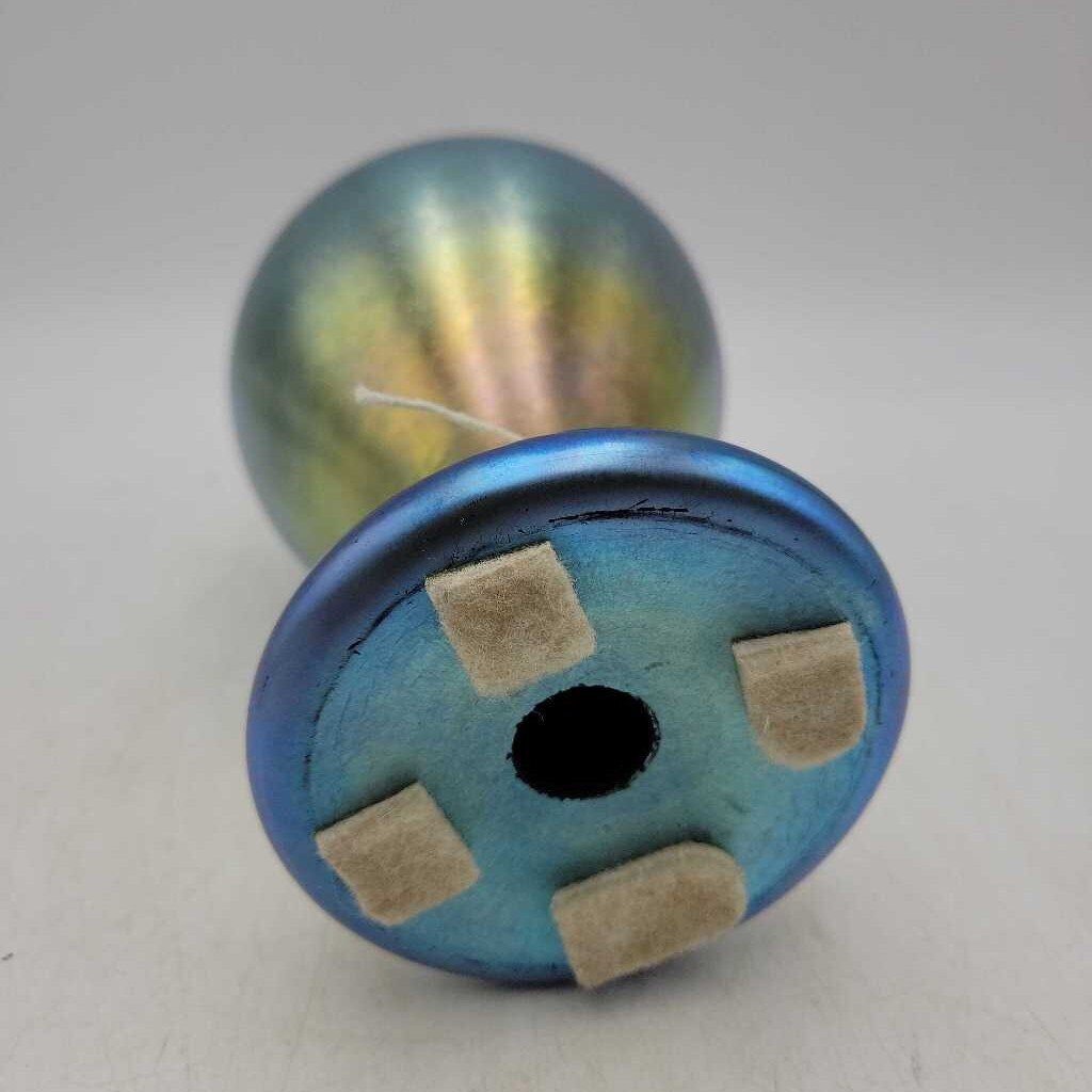 Iridescent Blue Fenton Vase Lamp base ?(YVO) (602)