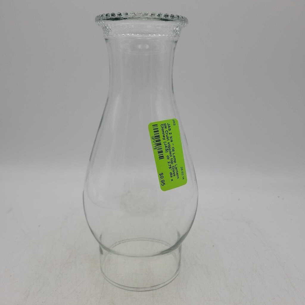 2 3/4 " Oil Lamp Lantern pie Crust stippled top Glass Chimney (JAS)