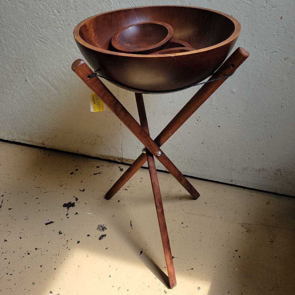 Baribrocraft Maple Salad Bowl w/ Stand & 3 Small Bowls (DER)