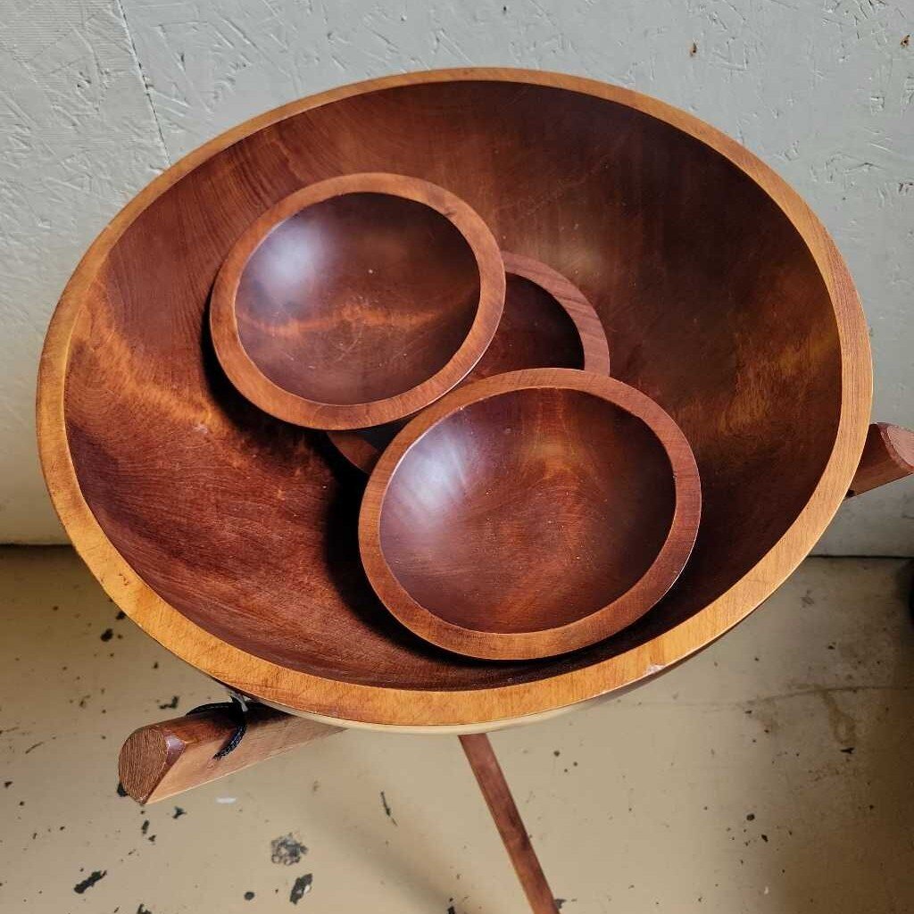 Baribrocraft Maple Salad Bowl w/ Stand & 3 Small Bowls (DER)