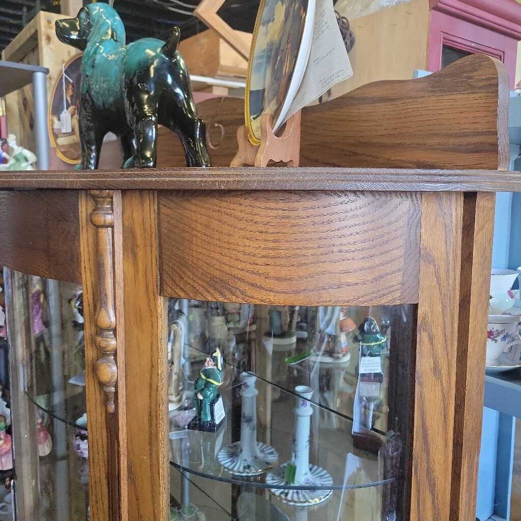 Antique Oak Bow front China Cabinet (NS)263