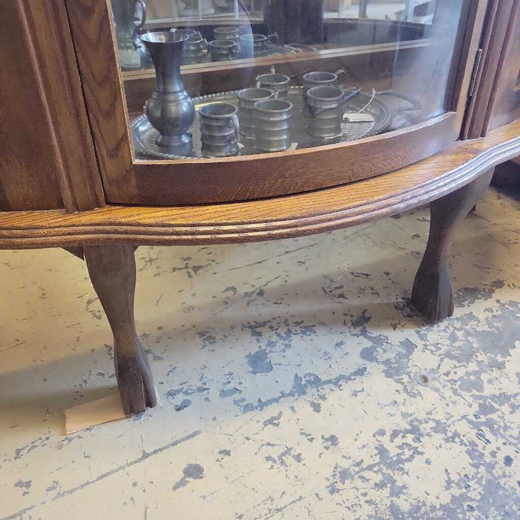 Antique Oak Bow front China Cabinet (NS)263