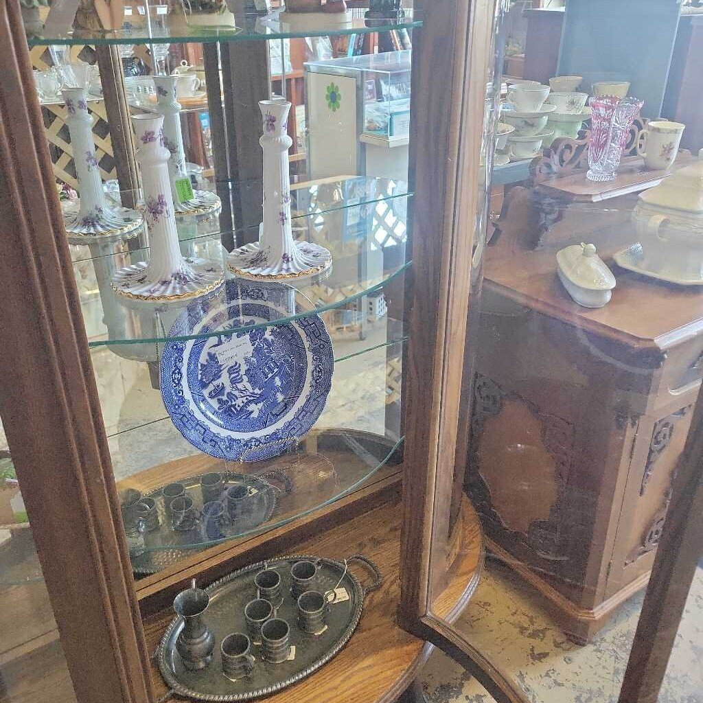 Antique Oak Bow front China Cabinet (NS)263