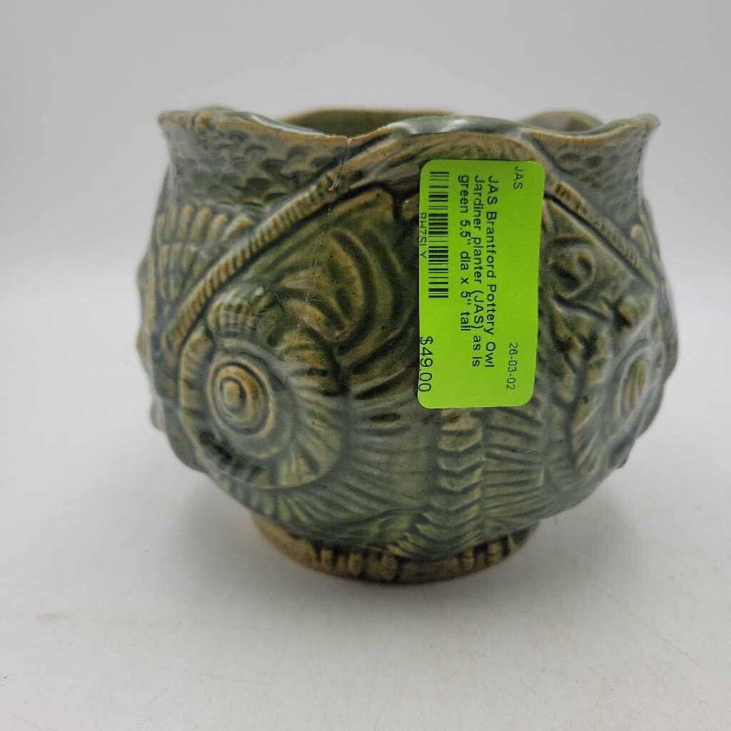 Brantford Pottery Owl Jardiner planter (JAS) as is