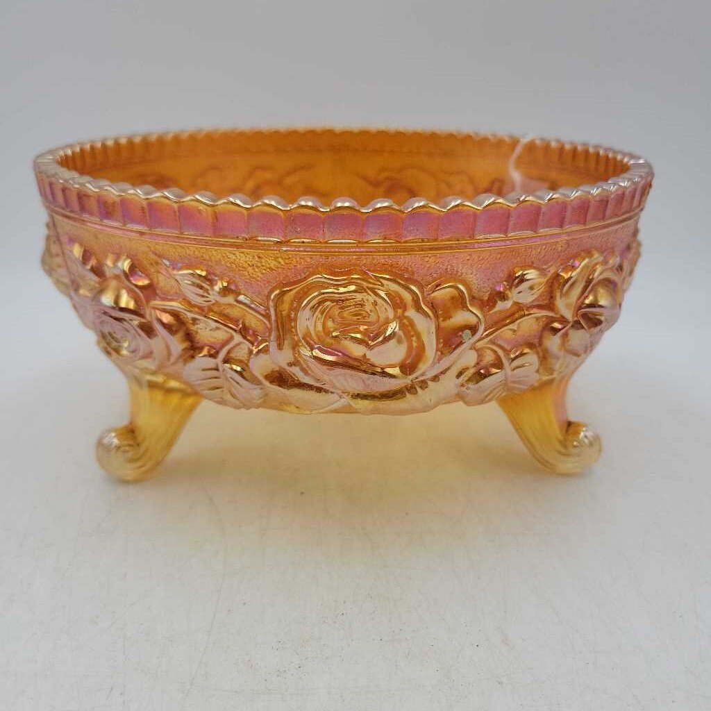 3 Footed Carnival glass bowl (DEB)