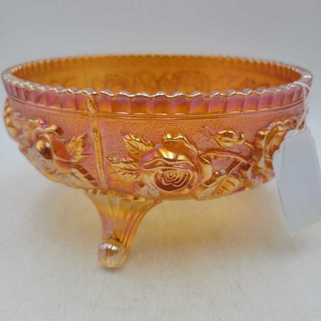 3 Footed Carnival glass bowl (DEB)