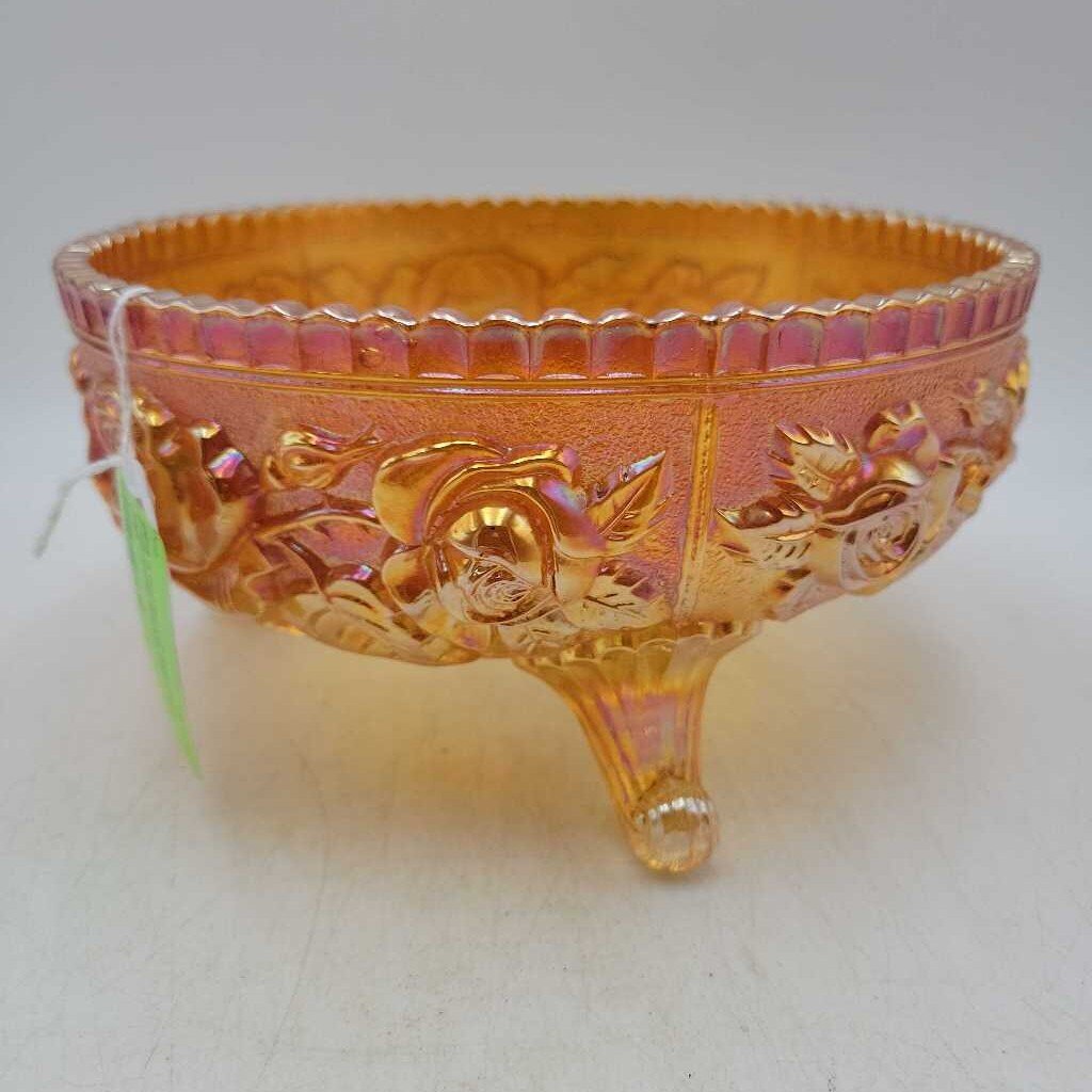 3 Footed Carnival glass bowl (DEB)