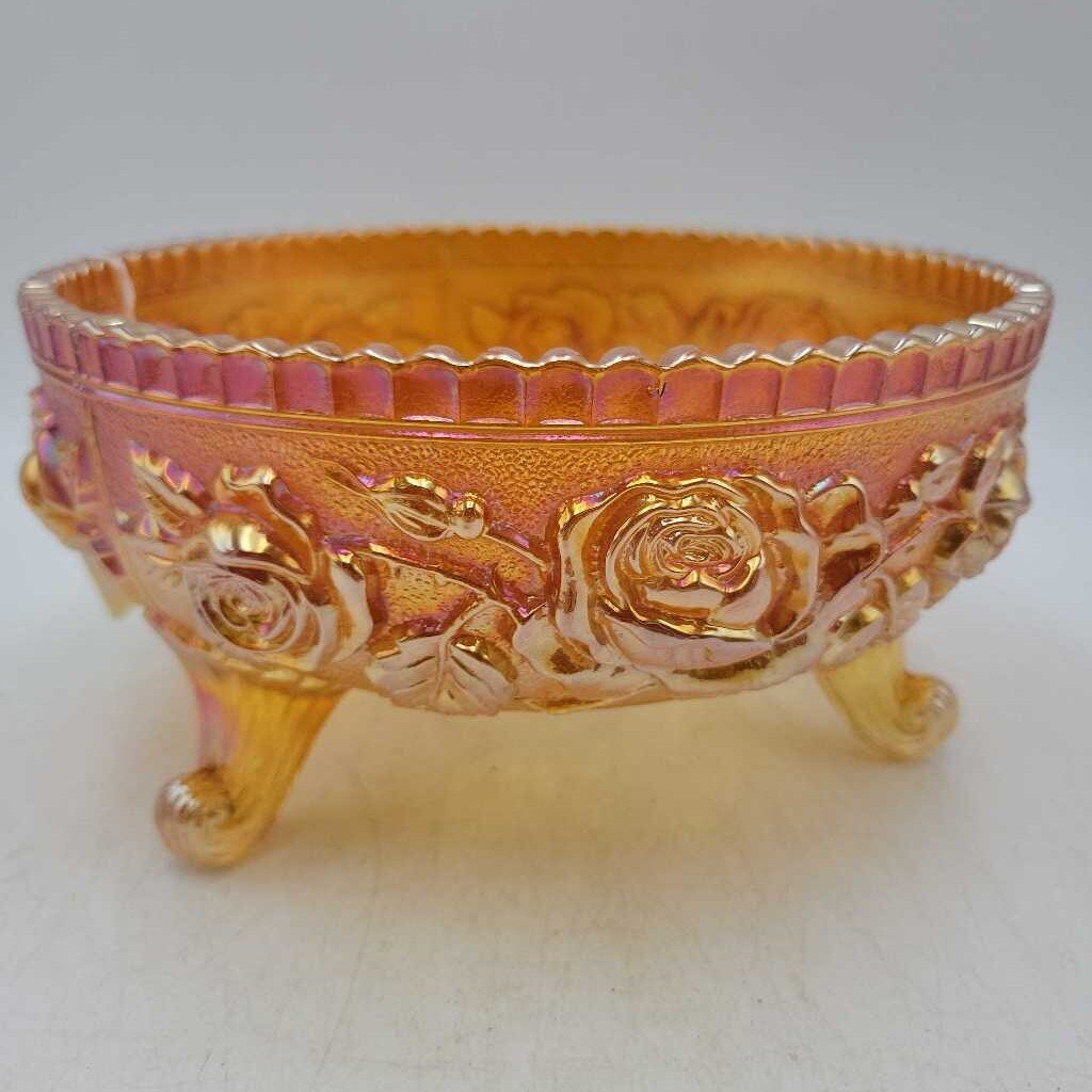 3 Footed Carnival glass bowl (DEB)