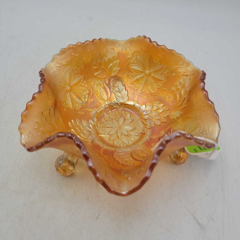 3 Footed Carnival glass bowl (DEB)
