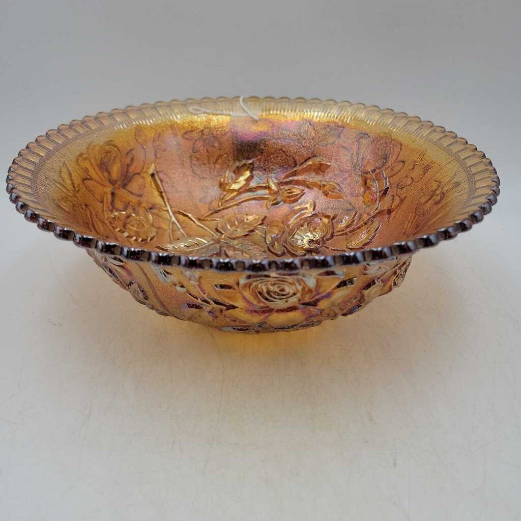 Carnival glass bowl Rose Pattern (DEB)