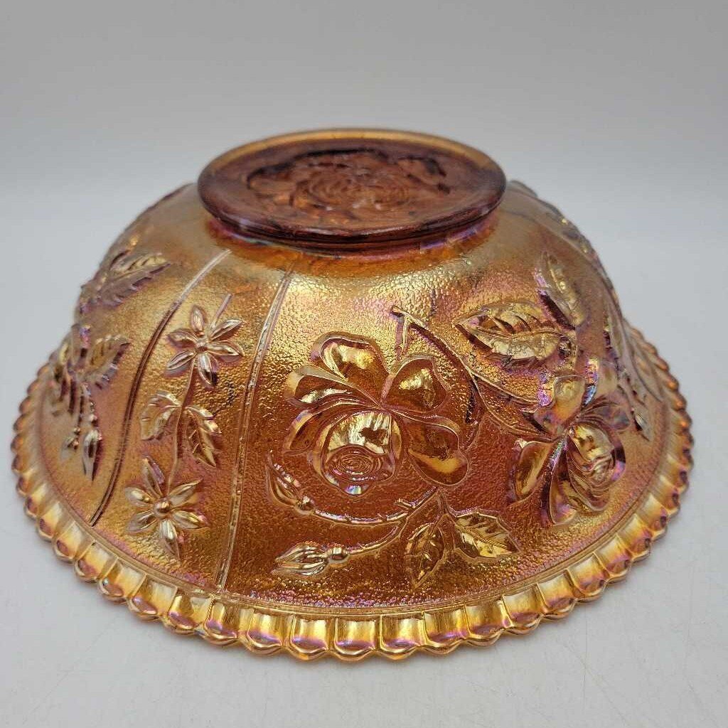 Carnival glass bowl Rose Pattern (DEB)