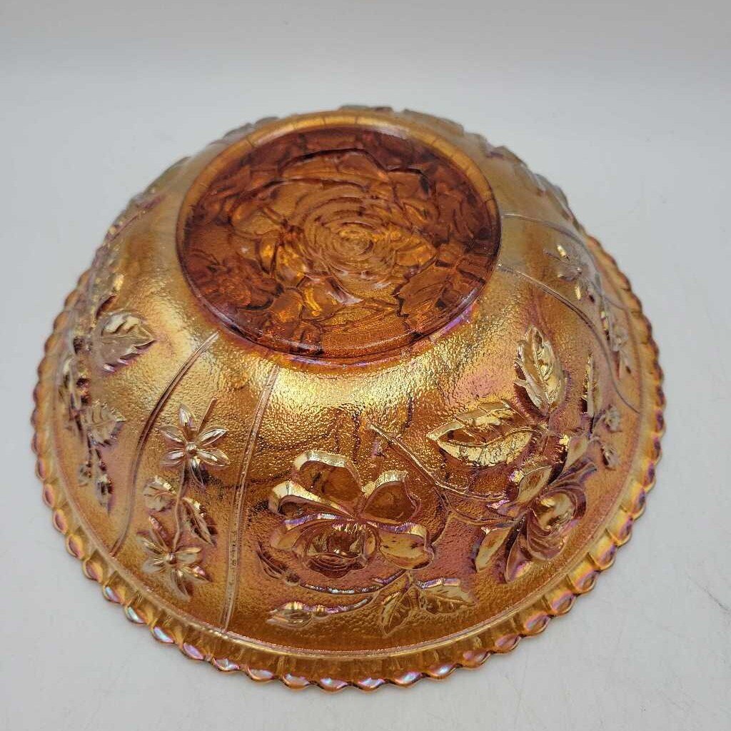 Carnival glass bowl Rose Pattern (DEB)
