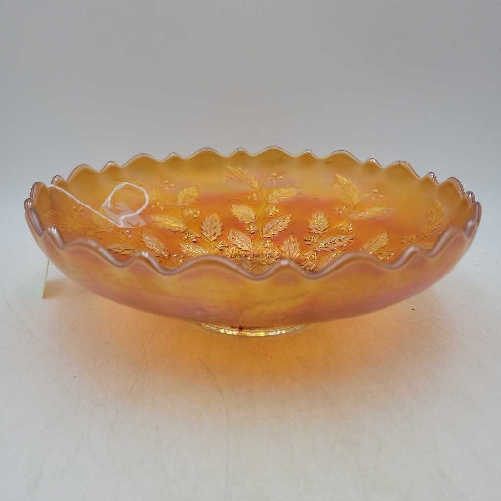 Carnival glass bowl Holly Pattern dish (DEB)