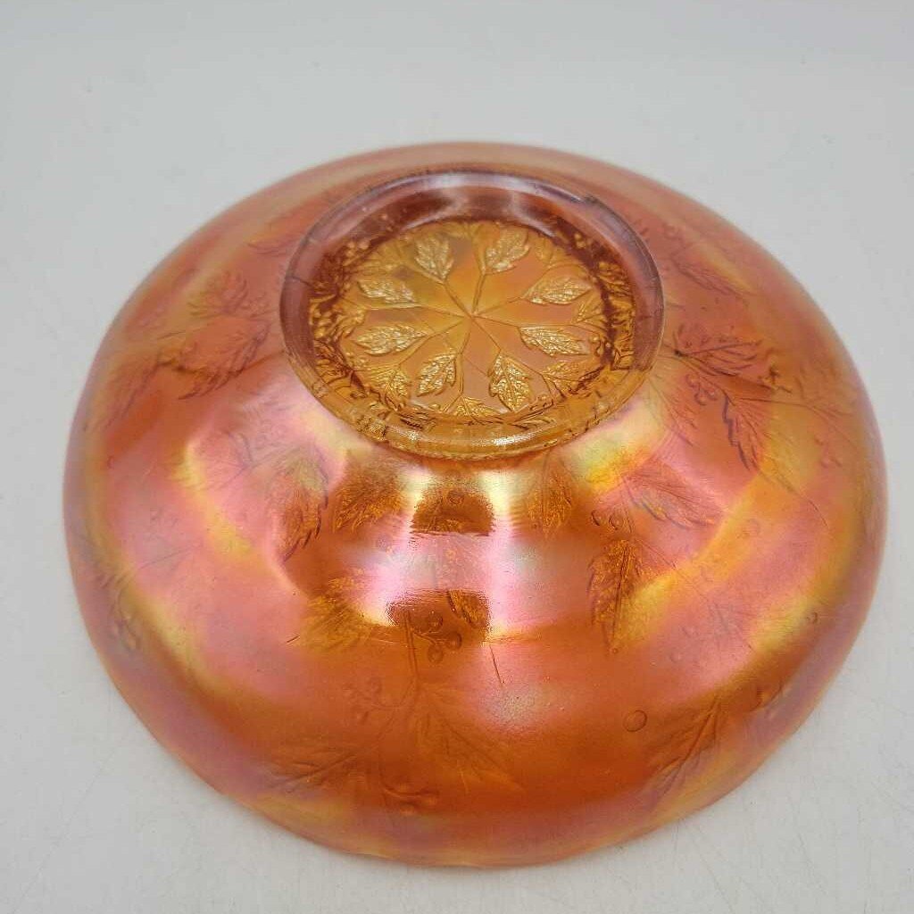 Carnival glass bowl Holly Pattern dish (DEB)