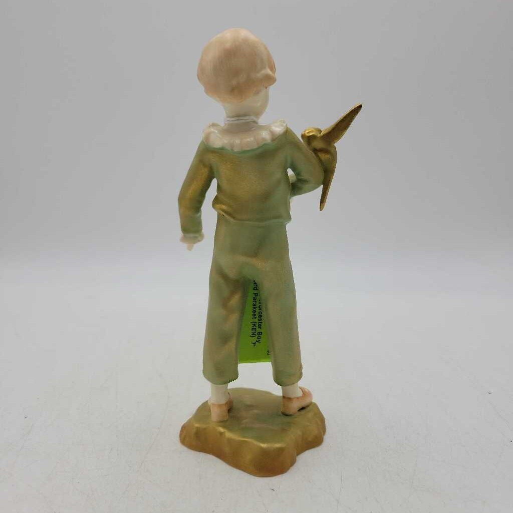 Royal Worcester Boy with bird Parakeet (KEN)