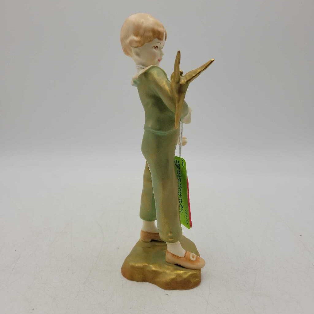 Royal Worcester Boy with bird Parakeet (KEN)