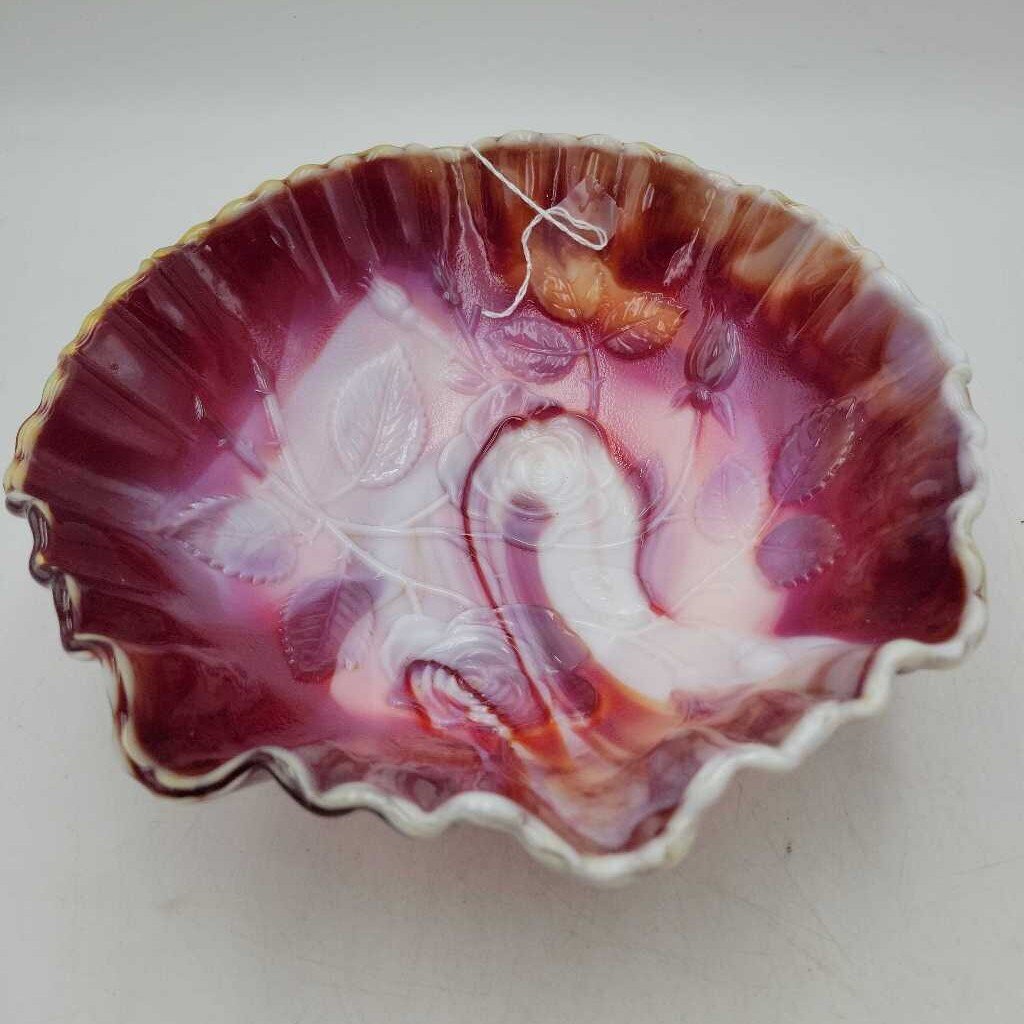 Art Glass Rose Bowl Patterned (DEB)