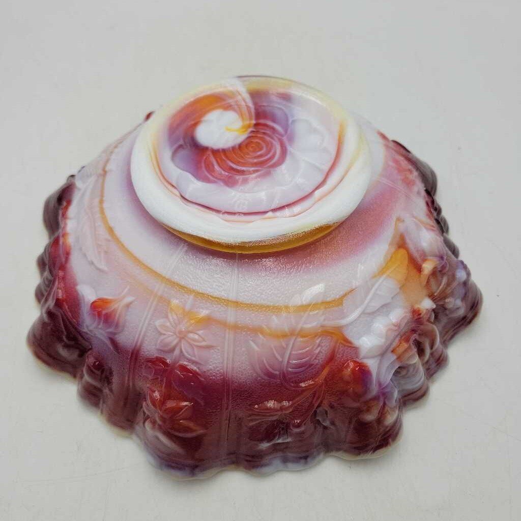Art Glass Rose Bowl Patterned (DEB)