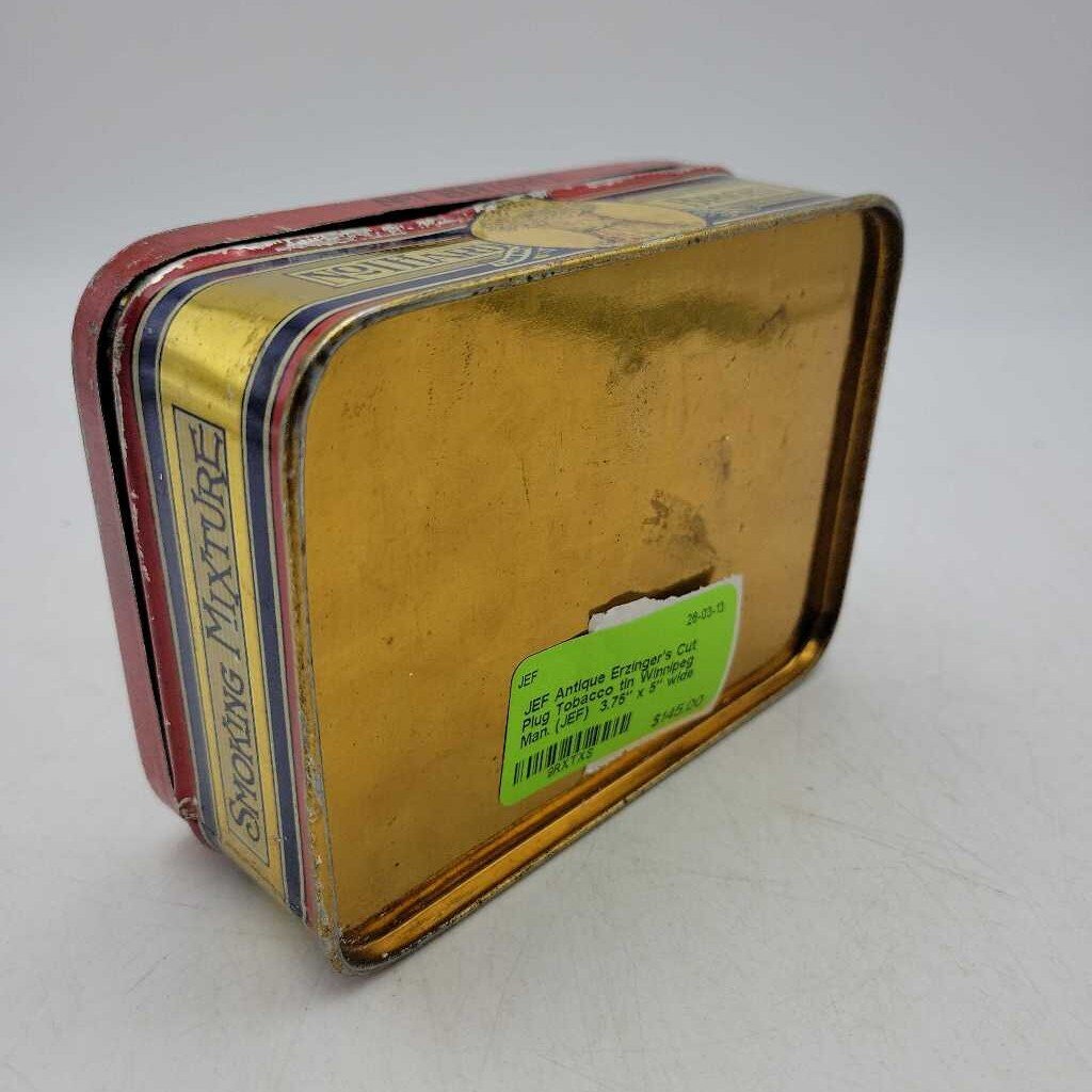Antique Erzinger's Cut Plug Tobacco tin Winnipeg Man. (JEF)