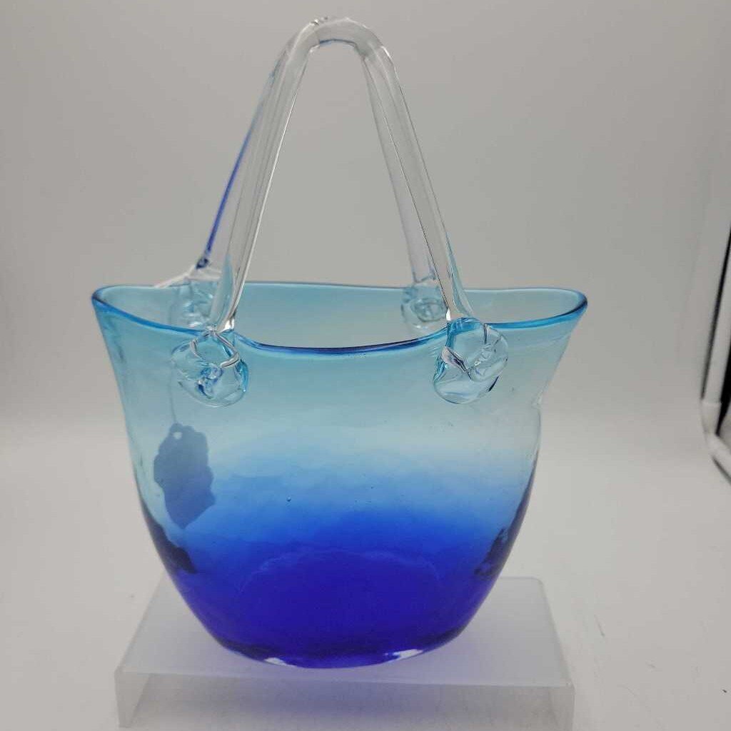 Blue Hand Bag purse Vase (GEC)