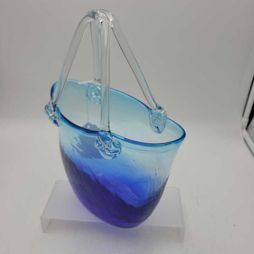 Blue Hand Bag purse Vase (GEC)