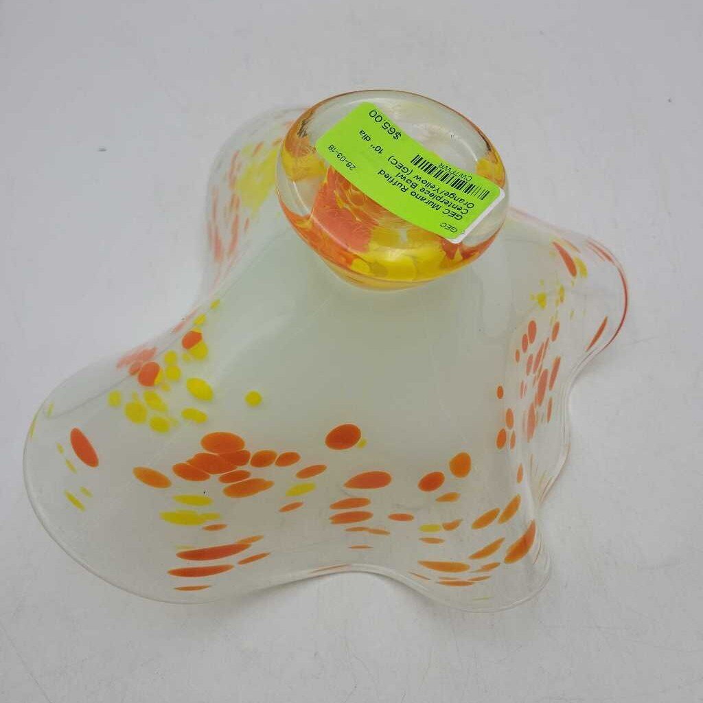 Murano Ruffled Centerpiece Bowl Orange/Yellow (GEC)